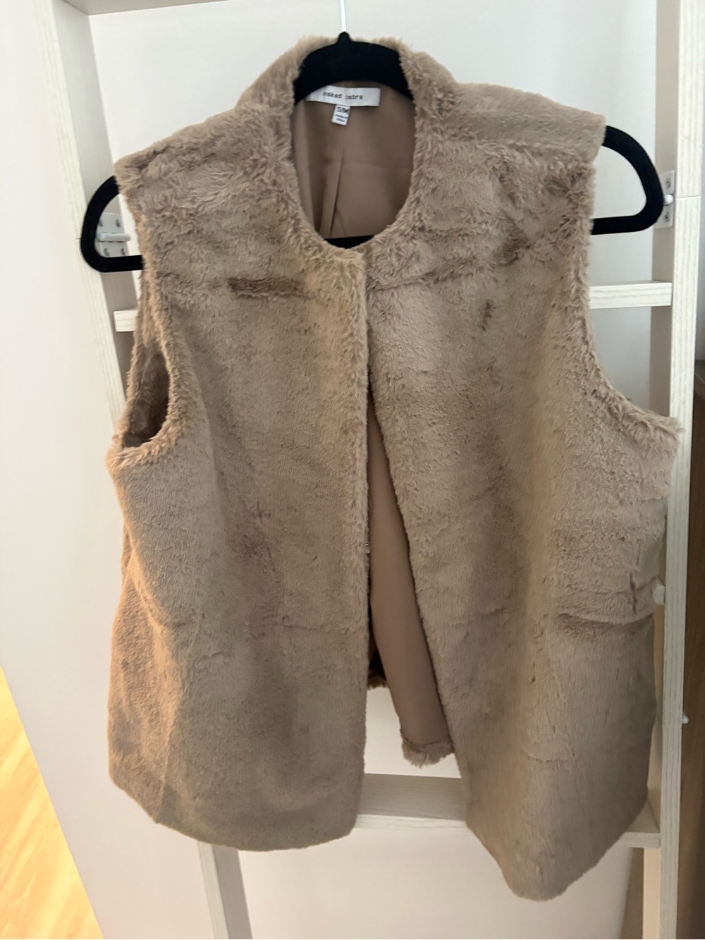 Naked zebra Taupe Faux Fur Sleeveless Vest